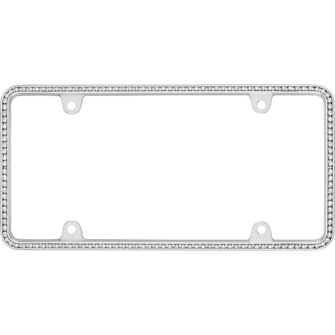 18130 – CRUISER License Plate Frame, Diamond Studded Perimeter Design Chrome Plated Die Cast Zinc